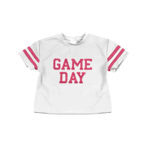 6.25 Custom Moq 3 Baby Girls Game Day Team Cheer Short Sleeve Sports Shirts Tops