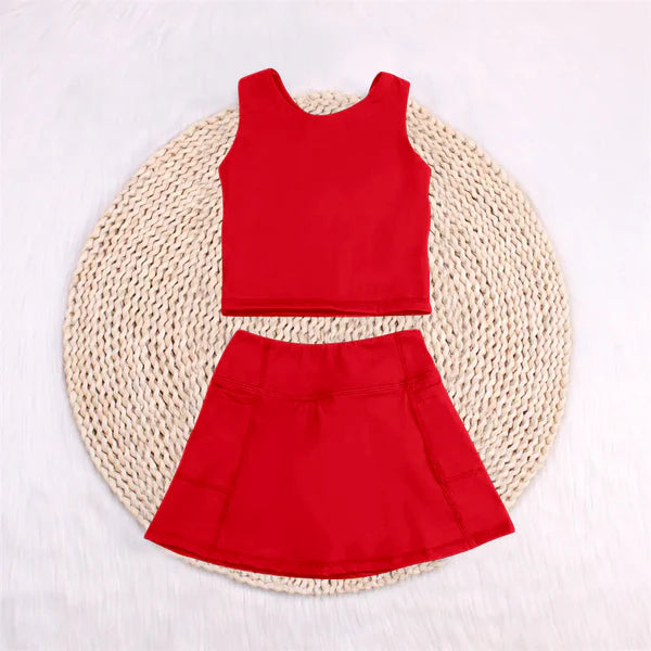 L-3.5 GSD1979 Baby Girls Red Vest Top Sports Skorts Clothes Sets Preorder