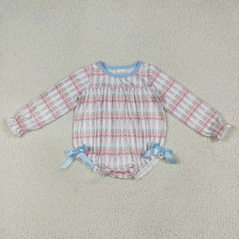 7.10 Sibling Baby Girls Christmas Soldier Top Blue Rompers Outfits