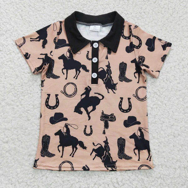 BT0132 Western Boy Boots Horse Rodeo Shirt