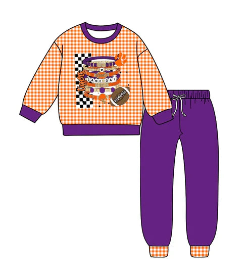 10.9 Custom Moq 5 Baby Boys Orange Tigers Plaid Top Pants Team Clothes Sets