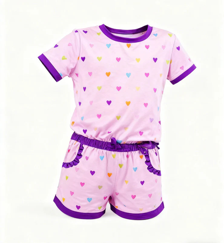 11.28 MOQ:5pcs GSSO2939 pre-order baby girl clothes love print toddler girl Valentine summer outfit