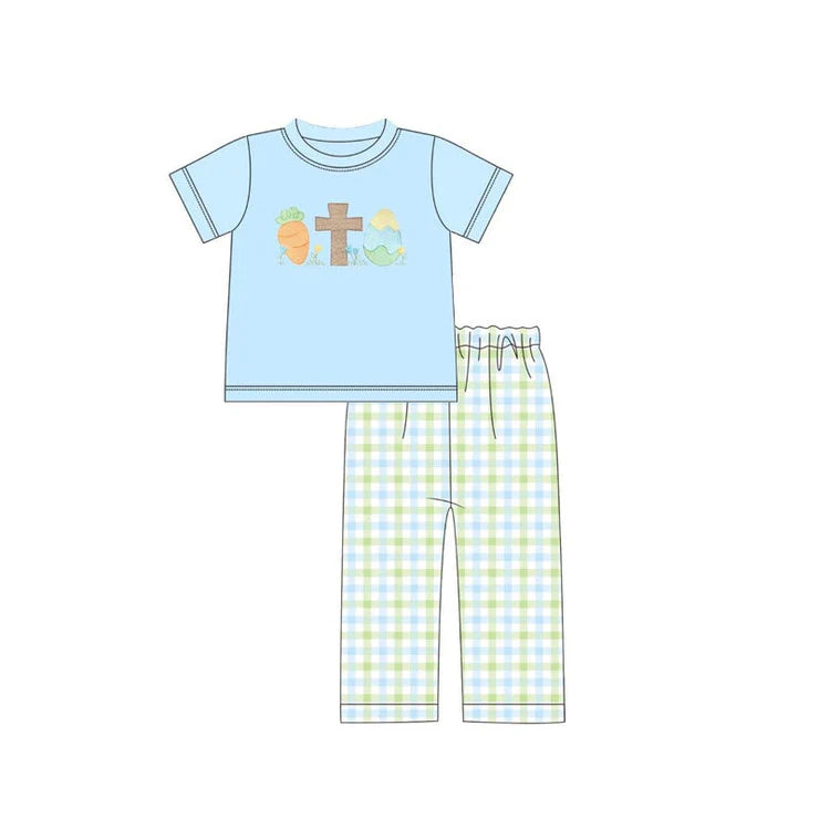 11.22 MOQ:5pcs BSPO0644 pre-order toddler boy clothes cross boy easter spring outfit