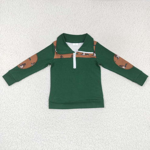 8.22 Sibling Baby Boys Long Sleeves Western Ducks Baseballs Half Zipper Pullovers Top