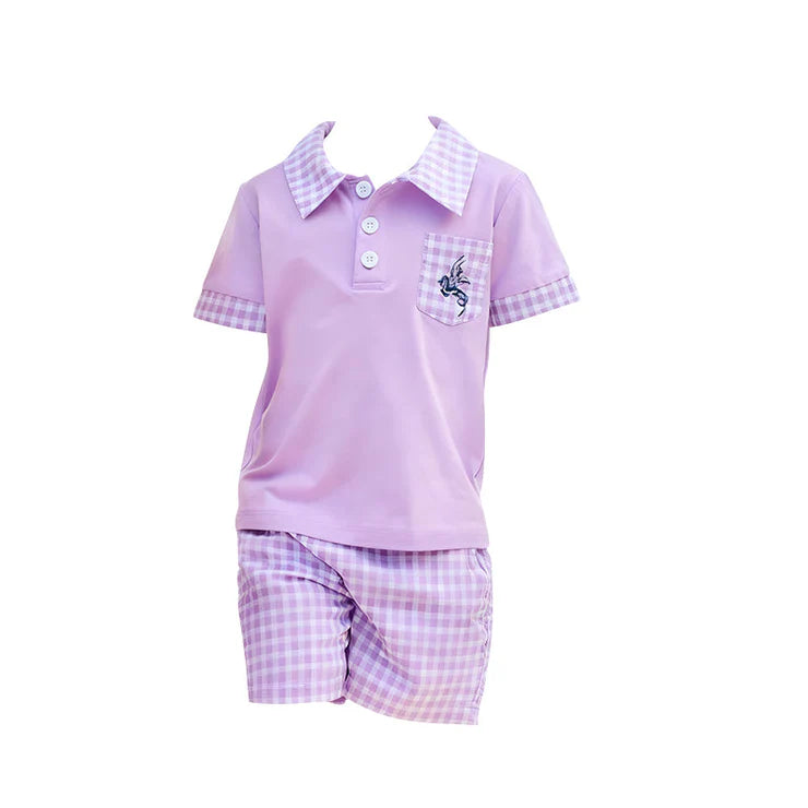 11.13 MOQ:5pcs BSSO1660 pre-order baby boy clothes gingham toddler boy summer outfit