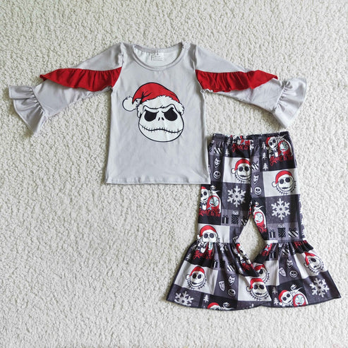 8.7 GLP0177 Christmas Girl Grey Skull Long Sleeve Outfit