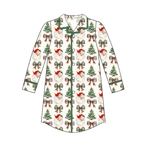 5.26 GT0774 Adult Christmas Bows Santa Buttons Tops Pajamas Preorder