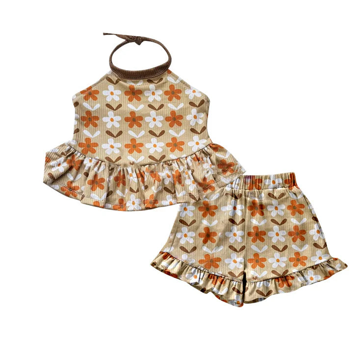 11.21 MOQ:5pcs GSSO2887 pre-order baby girl clothes flower toddler girl summer outfit-