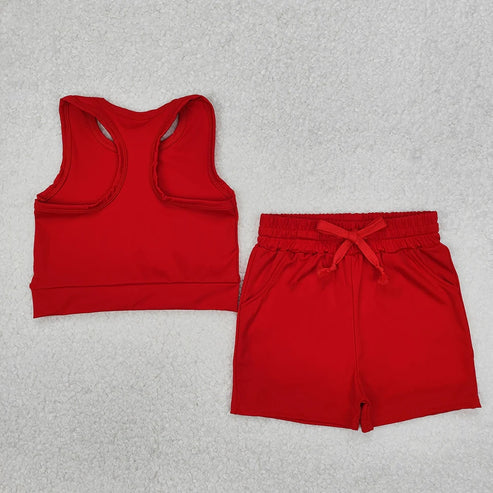 4.19 Sibling 4 colors Baby Girls Vest Top Yoga Sports Shorts Outfits
