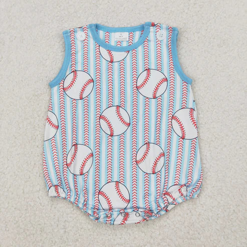 4.9 SR2743 Baby Infant Boys Baseball Stripes Sleeveless Romper