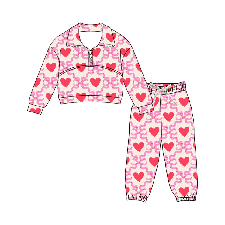 12.5 MOQ:5pcs GLP3219 pre-order toddler girl clothes love print girl Valentine set