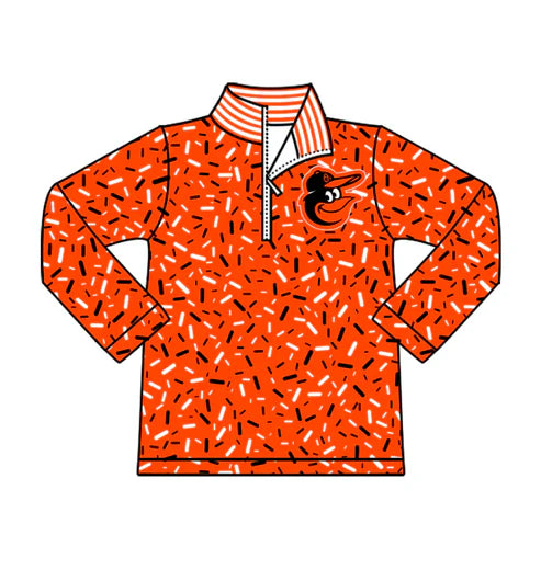 10.17 Custom Moq 8 Baby Boys Orange Sprinkles Zipper Team Pullovers Top