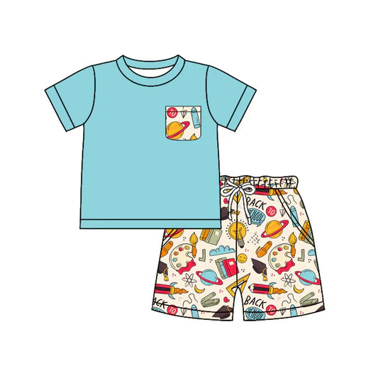 12.24 MOQ:5pcs BSSO1800 pre-order baby boy clothes apple toddler boy back to school summer outfit