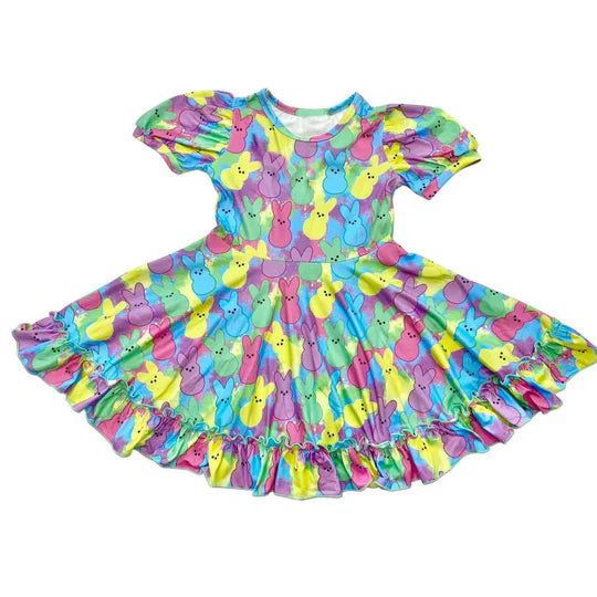 12.25 MOQ:5pcs GSD3365 pre-order toddler girl clothes rabbit girl easter summer dress