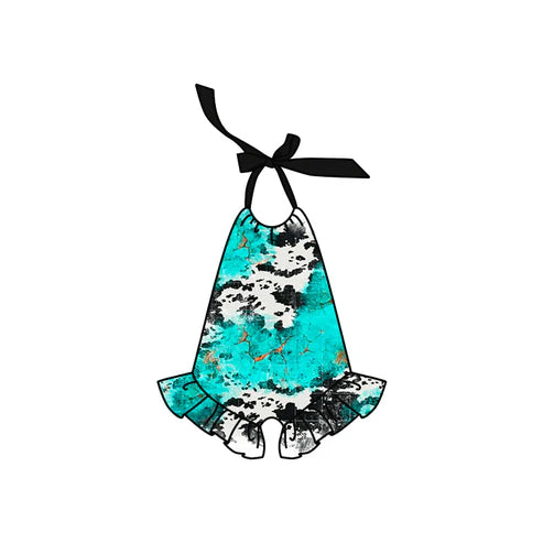 4.21 SR3074 Baby Girls Black Strap Cow Print One Piece Swimsuits Preorder