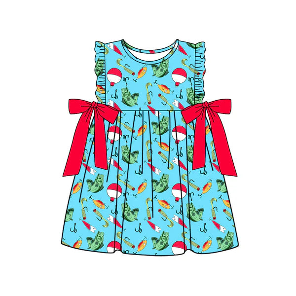 L-3.4 GSD1953 Baby Girls Fishing Float Bows Knee Length Dresses preorder