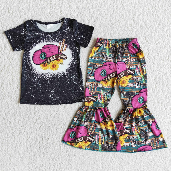 5.22 B2-1 Hat Black Short Sleeve Flared Pants Set