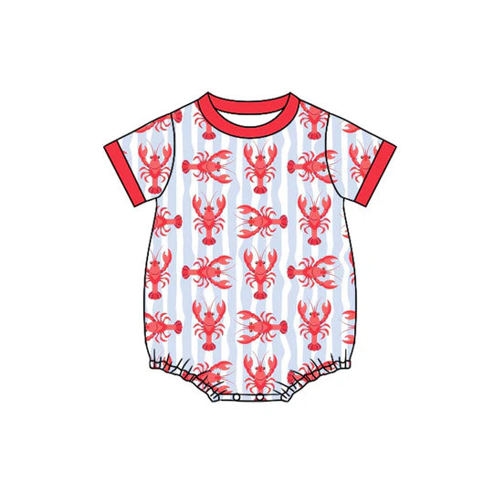 12.15 MOQ:5pcs SR3759 pre-order baby boy clothes crawfish print toddler boy summer romper