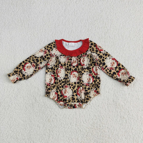 6.26 Sibling Baby Girls Christmas Leopard Santa Rompers Dresses Outfits
