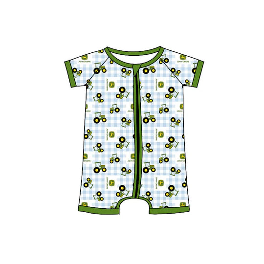 12.18 Custom order MOQ 3pcs each design baby clothes tractor zipper baby summer romper 6