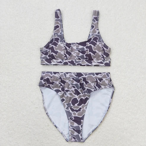 4.14 5 Colors Adult Women Camouflage Top Bottom 2pcs Bikini Swimsuits Sets