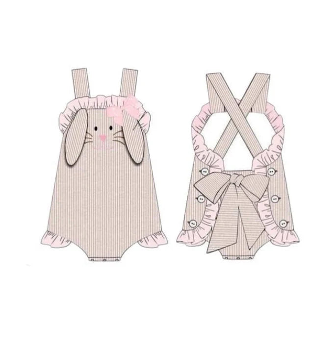 11.26 MOQ:5pcs SR3631 pre-order baby girl clothes rabbit girl summer romper