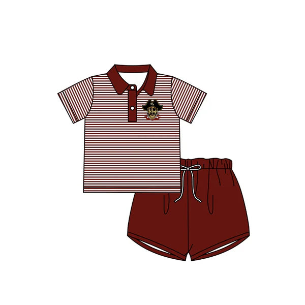 7.10 Custom Moq 3 Baby Boys Raiders Wine Team Tee Shirt Shorts Clothes Sets