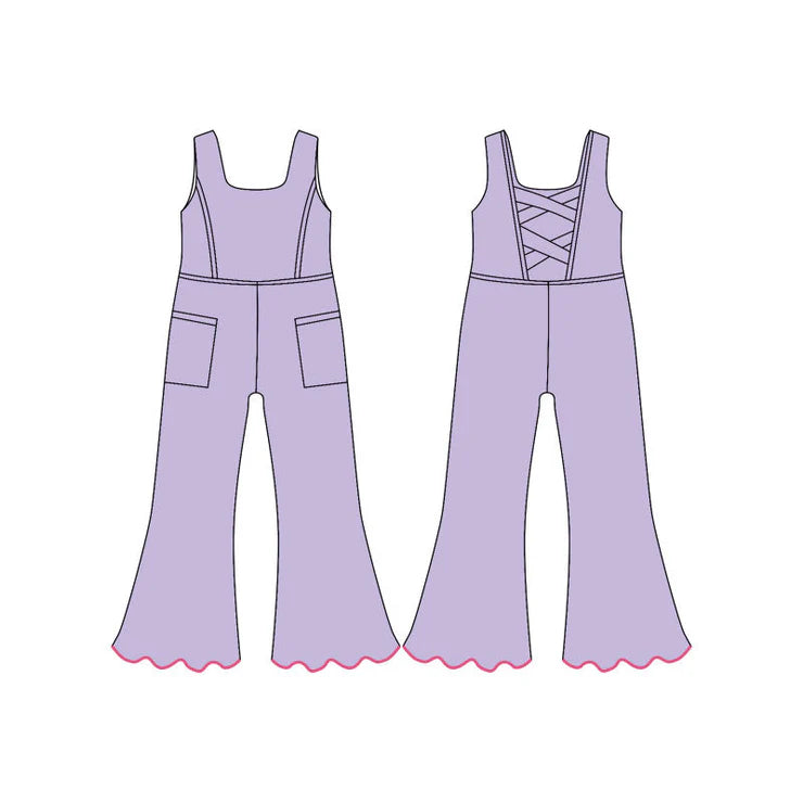11.25 MOQ:5pcs SR3600 pre-order baby girl clothes purple yoga summer romper