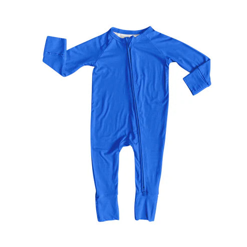 10.23 LR2802 Baby Girls Hot Blue Zipper Footie Rompers Preorder
