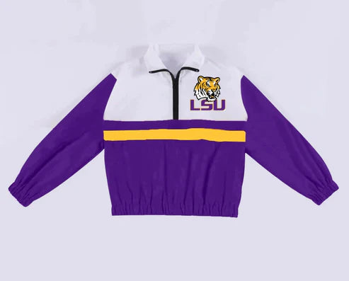10.8 Custom Moq 5 Baby Boys LSU Tigers Team Pullover Jackets Tops
