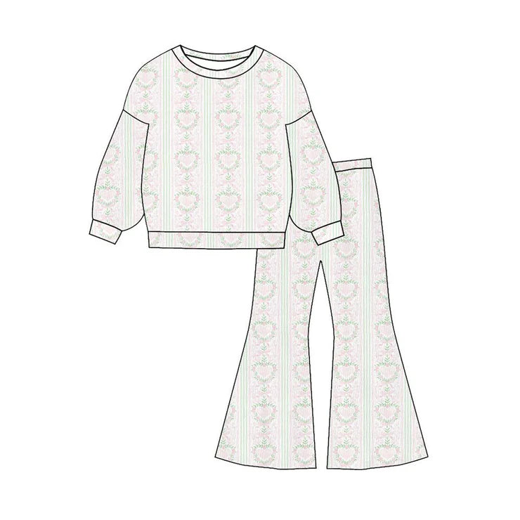 11.14 MOQ:5pcs GLP3137 pre-order toddler girl clothes heart girl Valentine bell bottom pant set