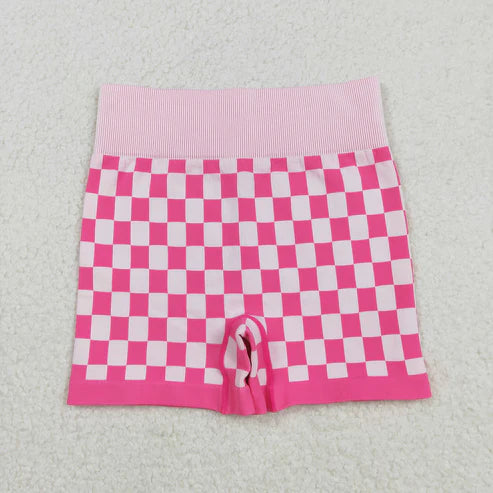 9.13 SS0645 Adult Women Pink Checkered Knitted Yoga Bottoms