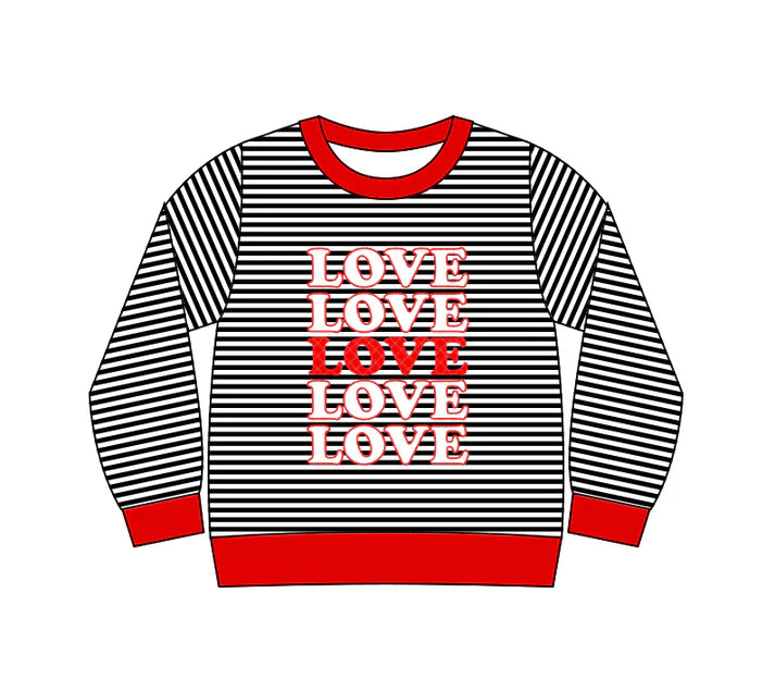 9.25 GT1237 Baby Girls Long Sleeve Black Stripe Love Valentine Tee Shirts Top Preorder