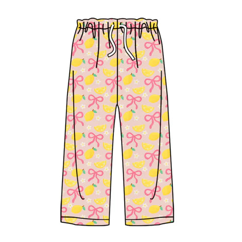 9.18 P0861 Adult Women Bows Lemons Flowers Pants With Belt Preorder