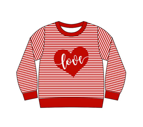 9.23 GT1234 Baby Girls Long Sleeve Red Stripe Love Heart Valentine Tee Shirts Top Preorder