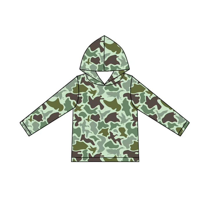 9.25 BT1374 Baby Boys Green Ducks Camo Western Hoodies Top Preorder