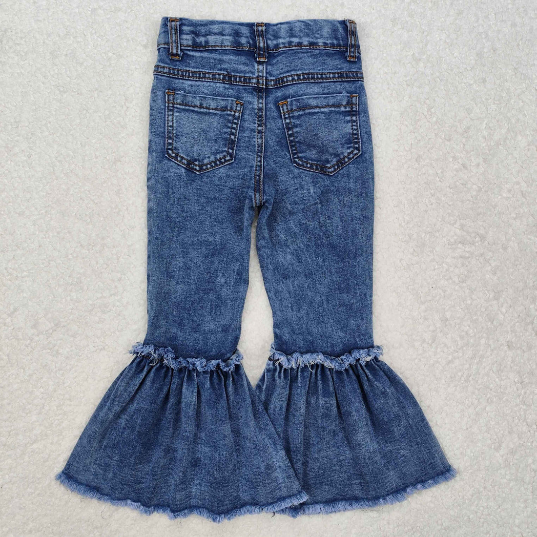 L-3.7  P0676 Baby Girls Navy Bleached Denim Flare Pants Jeans