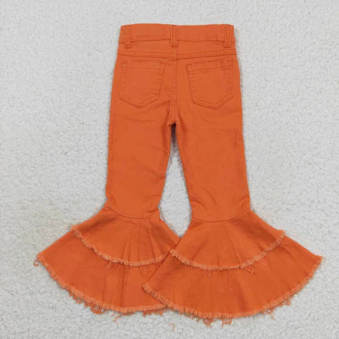 L-3.7 P0322 Dark Orange Bleached Double Layer Lace Jeans