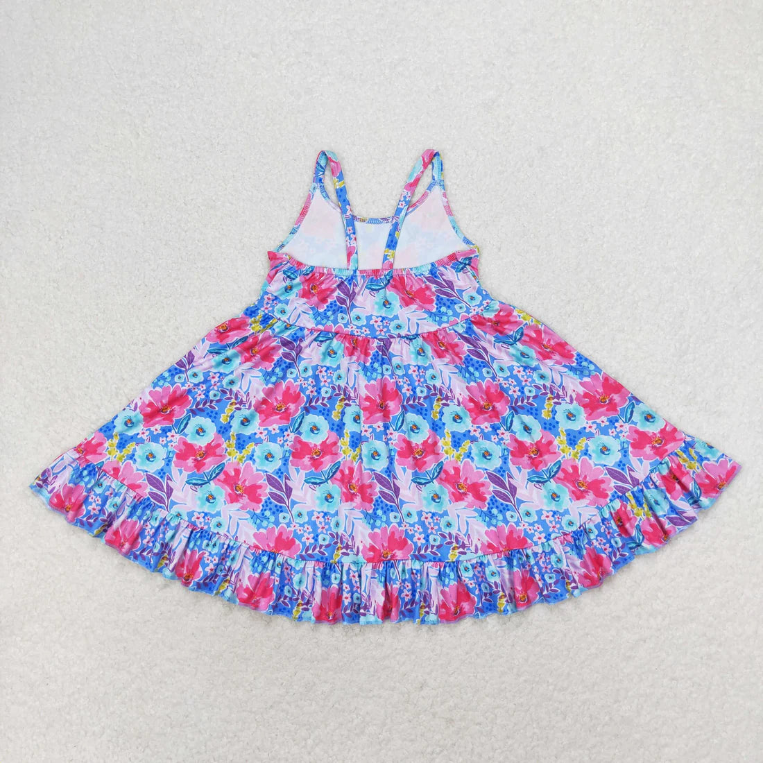 L-3.6 GSD1226 Girl Summer Floral blue halter dress