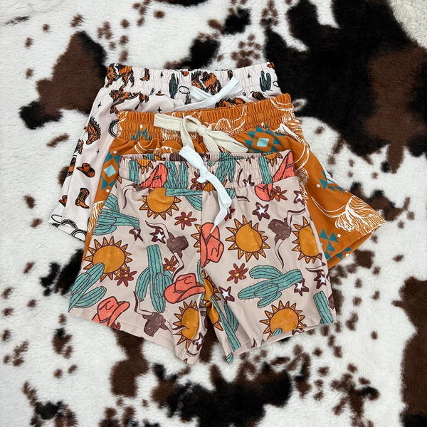 Sibling Brothers Baby Boys Western Trunks Swimsuits Swimwear