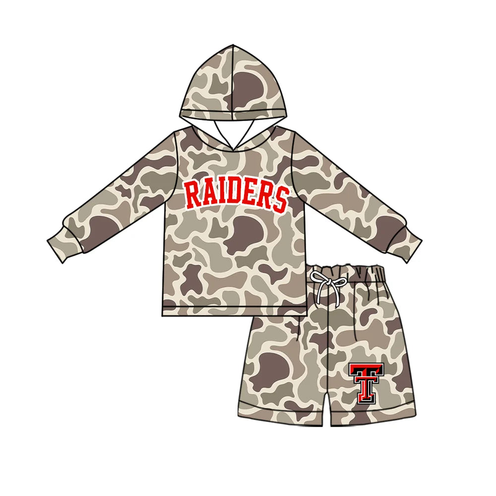 Custom Order Baby Boys Camo Raiders Hoodie Short Team Clothes Sets