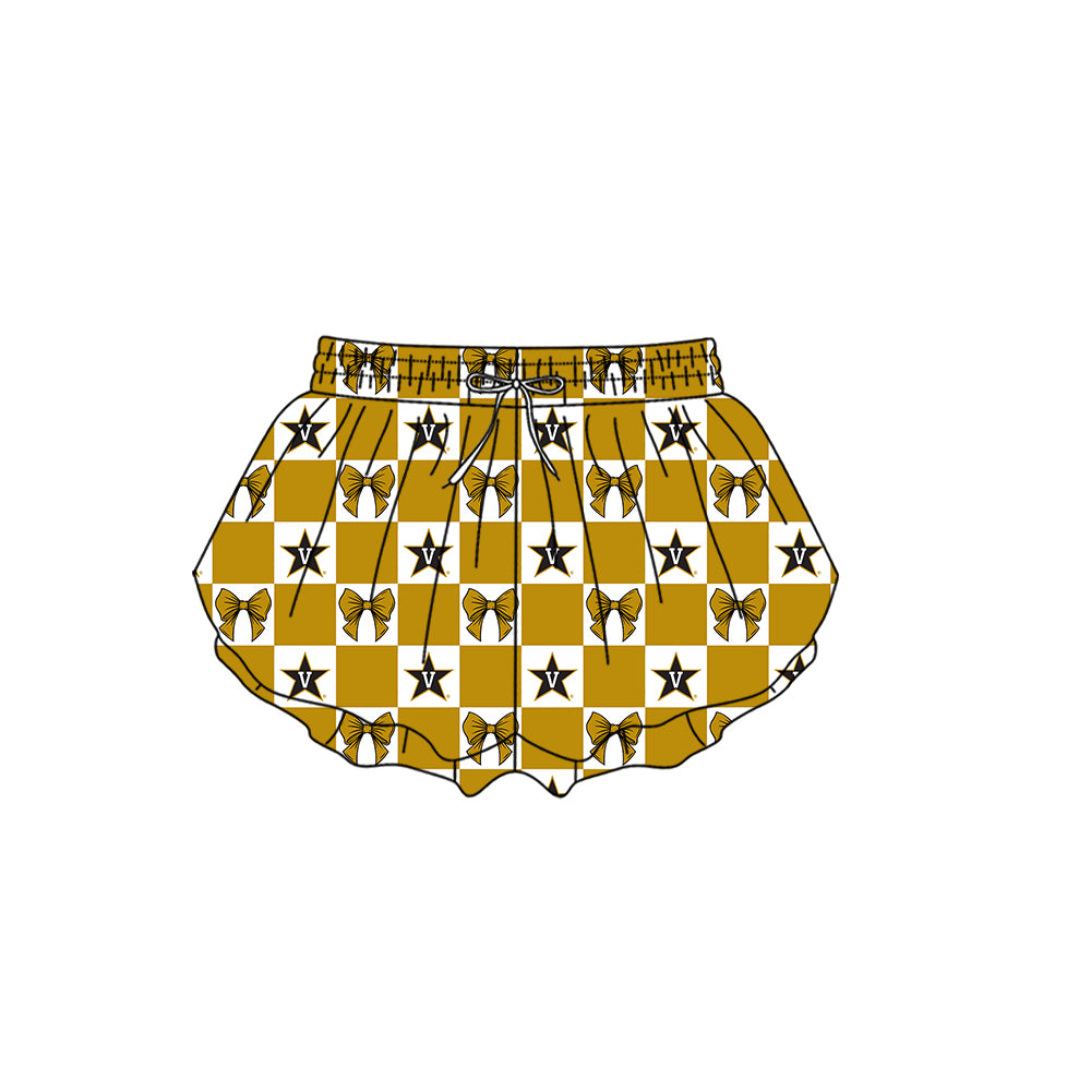 Custom Milk Silk Order MOQ:3 or 5 pcs Each Design Team State Girl Summer Bow Khaki Shorts-26.1.20