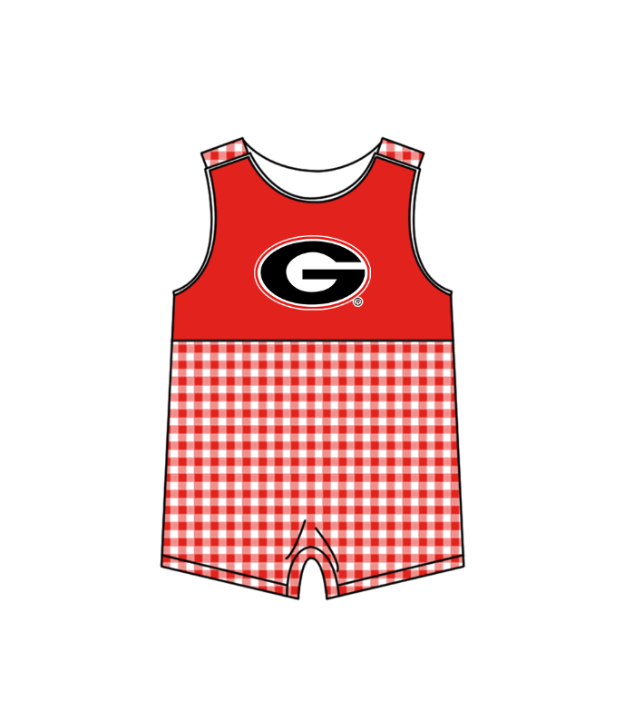 2.2 Custom Order Moq 3 Baby Boy Sleeveless G Checked Team Rompers
