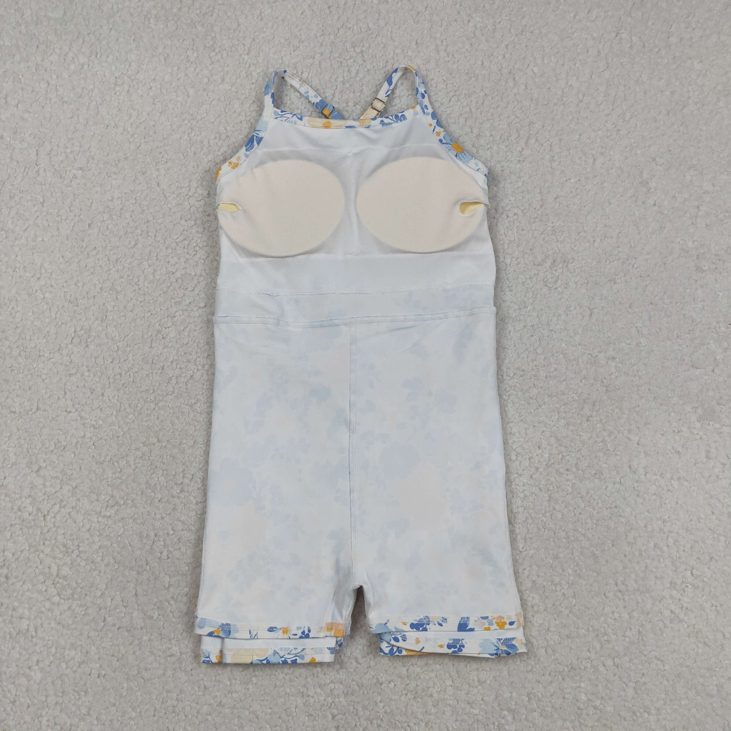 GSD3565 Baby Girl Strap Colorful Flowers Yoga Active Shorts Ruffle Knee Length Dress