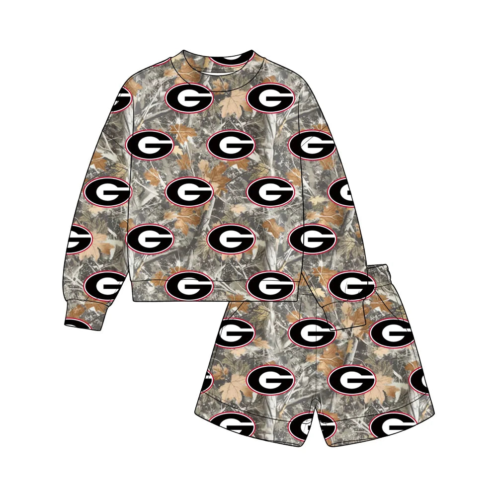 Custom Order Baby Boys Leaves Camo Georgia Top Pockets Short Team Clothes Sets