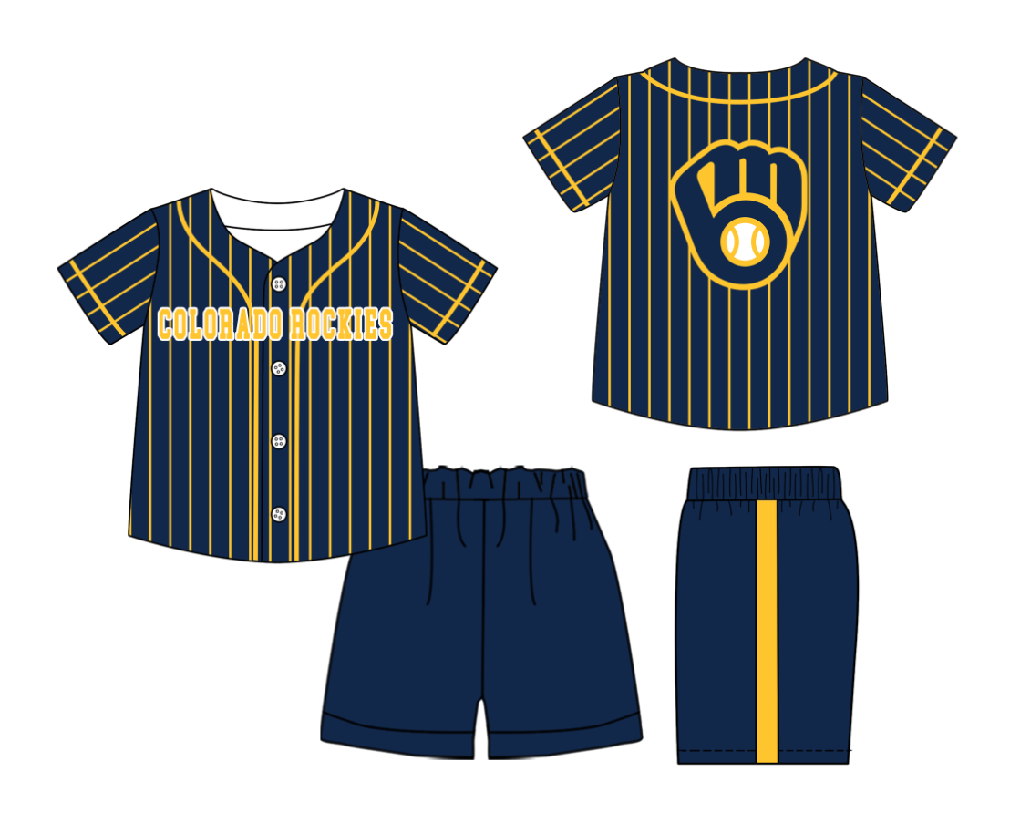 Custom Milk Silk Order MOQ:3 or 5 pcs Each Design Team State Kids Summer Short Sleeve Shorts Sets-26.1.20