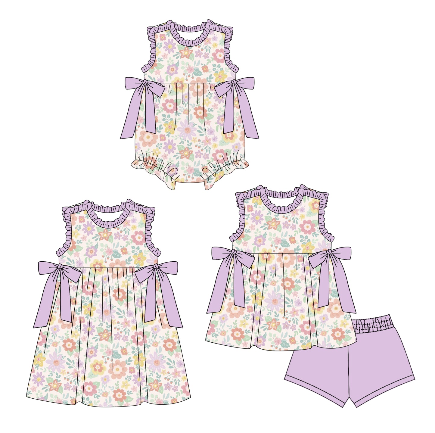 26.1.20 Custom (Moq 3 or 5) Sibling Baby Girl Short Sleeve Shorts Sets Girls Dress Romper