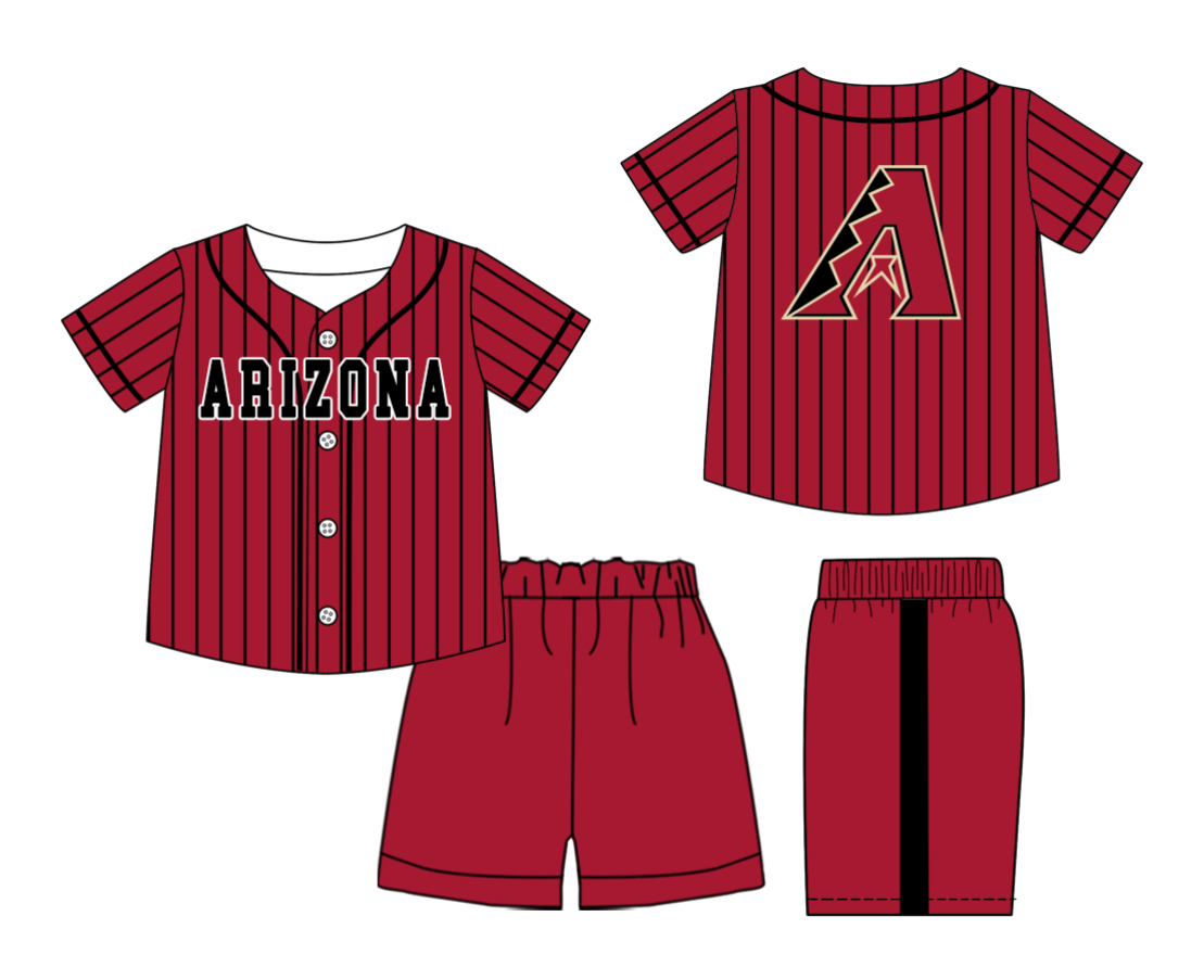 Custom Milk Silk Order MOQ:3 or 5 pcs Each Design Team State Kids Summer Red Short Sleeve Shorts Sets-26.1.20