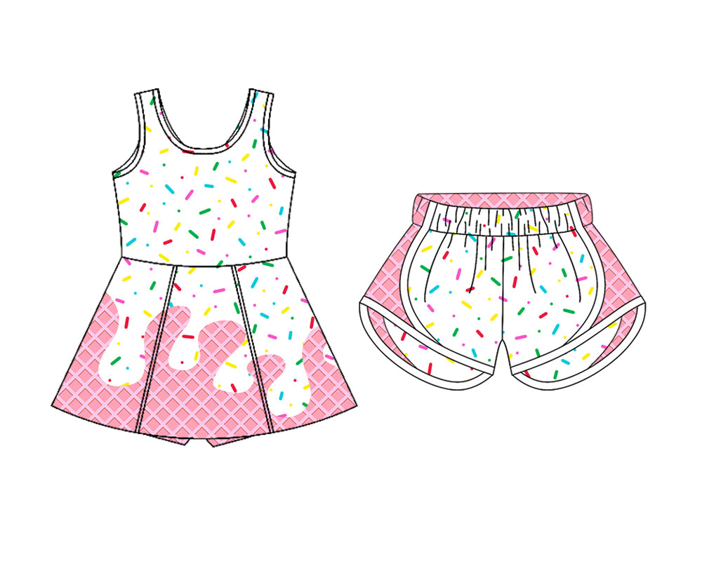 26.1.8 Custom MOQ:3 or 5 pcs each design milk silk Sibling baby girl clothes short sleeve dress and shorts
