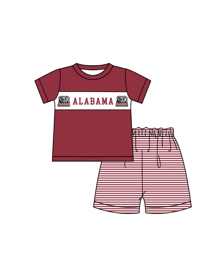 1.29 Custom Order Moq 3 Baby Boy Alabama Team Tunic Top Stripe Shorts Clothes Sets